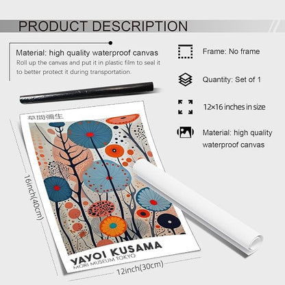 Yayoi Kusama Canvas Wall Art Vintage Japanese Painting Posters Tokyo Aesthetic - Image 2
