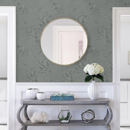 Grey Floral Peel and Stick Wallpaper Embossed Contact Paper 17.7 inch x - Image 4