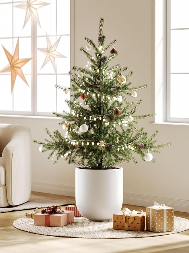 LE TAUCI 12 Inch Pots for Plants, Ceramic Large Planters for Indoor Plants, Indoor Plant Pots for Home Garden Patio Office, Planter Pots with Drainage Hole and Rubber Plug, White