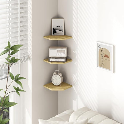 Corner Shelf Wall Mount, Floating Corner Shelves, Rustic Wood Wall Storage - Image 2