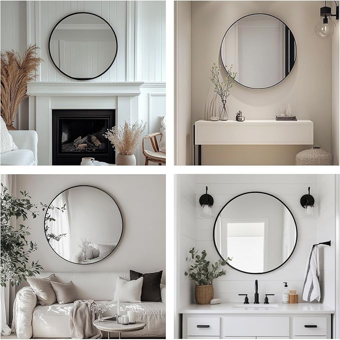 Oruii Round Mirror, Circle Wall Mirrors Metal Frame, Living Room - Image 6