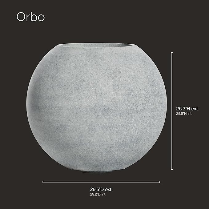 Orbo Globe Sphere Planter - 29.5 in x 29.5 in x 26.2 in - Concrete Stone