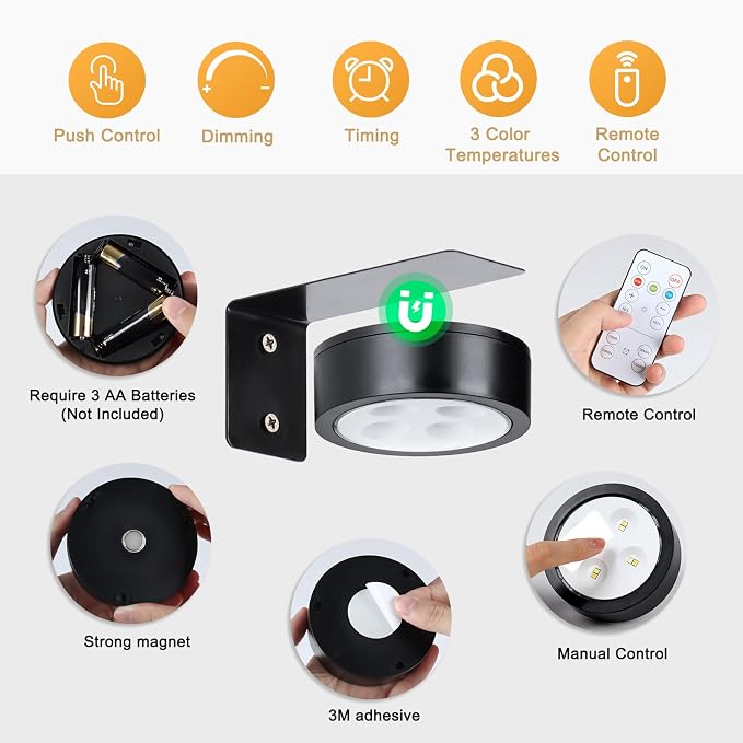 KELUOLY 4-Pack Picture Light Battery Operated - Image 3