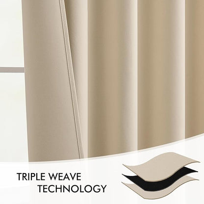 MIULEE Back Tab Cream Beige Curtains 90 Inch Long 2 Panels Set - Image 7