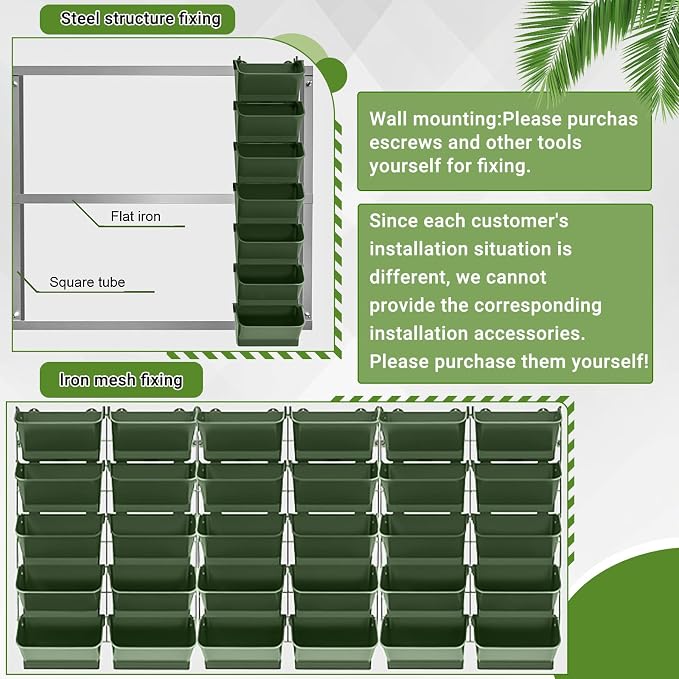 Briwooody 30 Set 60 Pocket Vertical Stackable Wall Planters Kit Outdoor Self - Image 5