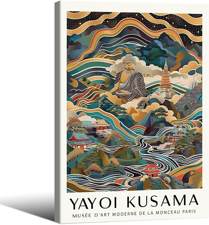 Yayoi Kusama Framed Wall Art Vintage Japanese Poster 20X30 in Abstract Buddha by Heltrappe