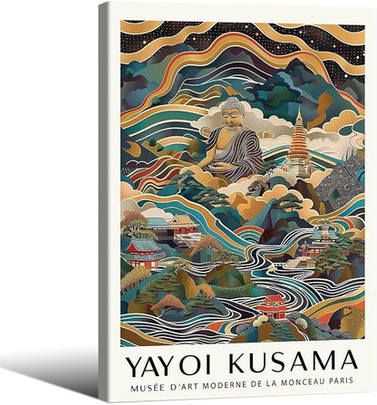 Yayoi Kusama Framed Wall Art Vintage Japanese Poster 20X30 in Abstract Buddha by Heltrappe