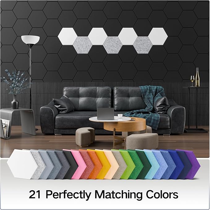 22 Pack Self-adhesive Acoustic Panels 12" X 10" X 0.4" - Image 6