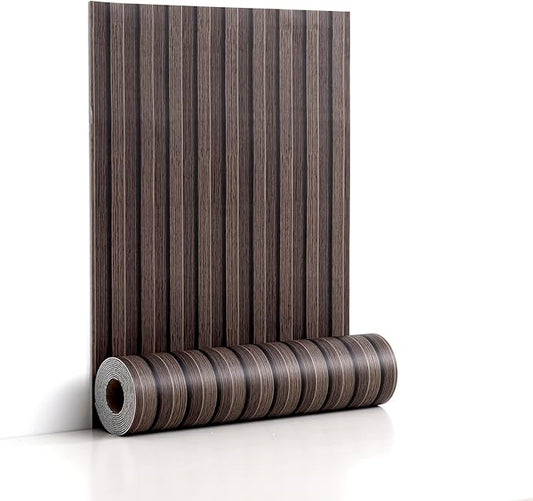 Peel and Stick PVC Slat Wall Panels, Wood Grain Self-Adhesive Soundproof by LVSHI