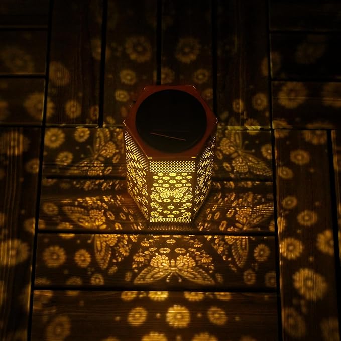 2 Pack Butterfly Solar Lanterns Garden Decor - Birthday Gifts for Women Mom Grandma, Butterflies Solar Lantern Outdoor Waterproof Hanging Solar Lights Outside for Yard, Patio, Lawn, Yard