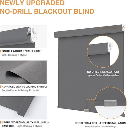 AOSKY No Drill Cordless Blackout Roller Shades - Image 2