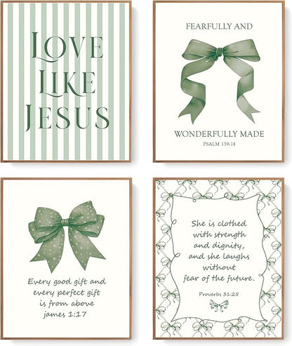 LARTSFRO Coquette Green Bow Jesus Wall Art Decor Posters, Olive Green Bow by Unknown