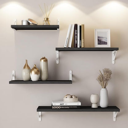 YGEOMER Floating Shelves for Wall, Different Sizes Black Wall Shelves for by YGEOMER