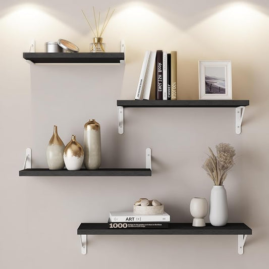 YGEOMER Floating Shelves for Wall, Different Sizes Black Wall Shelves for by YGEOMER