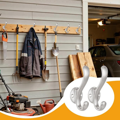 8 Pack Coat Hooks Wall Mount Heavy Duty Utility Retro Double Hooks - Image 9