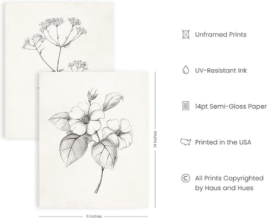 HAUS AND HUES Grey Floral Wall Art - Image 2