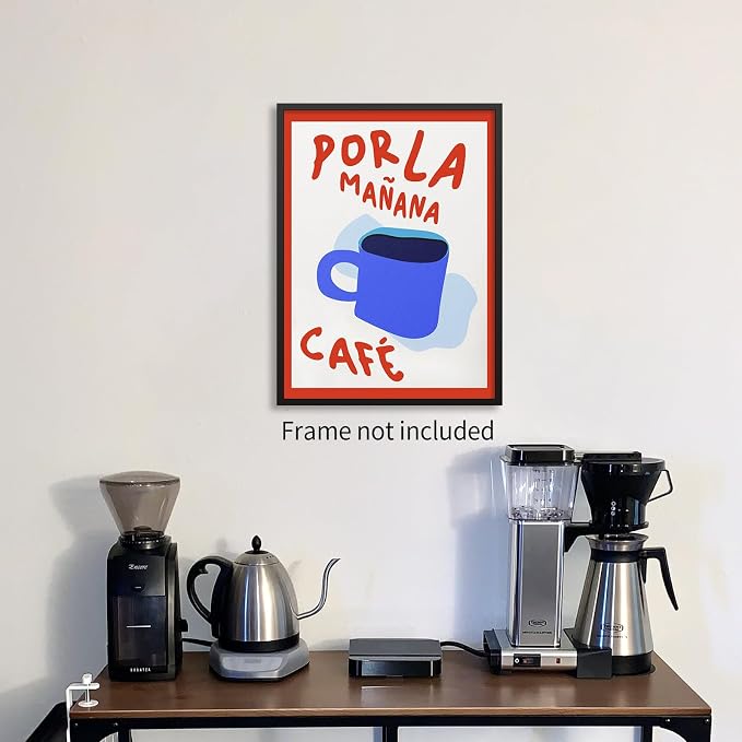 Kitchen Wall Art Por La Mañana Cafe Print Vintage Coffee Artwork Pictures - Image 5
