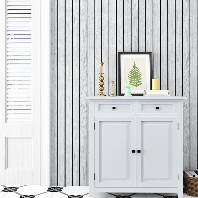 White/Grey 3D Wood Slat Panels for Walls Peel and Stick PVC Slat Wall Paneling - Image 3