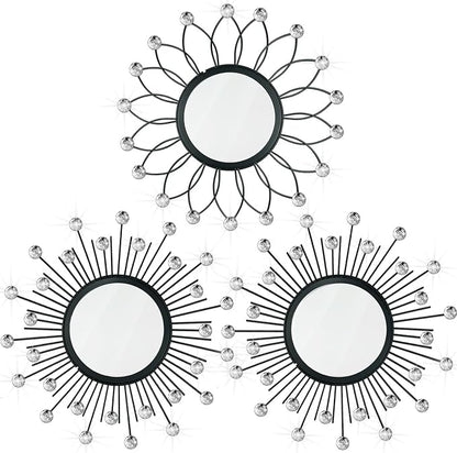 3 Pack Metal Mirrors for Wall Sunburst Wall Mirrors Home Décor Decorative by Uaussi