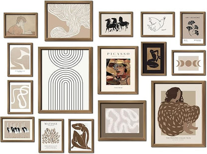 ANERZA 16 PCS Boho Eclectic Wall Art Decor, Abstract Gallery Wall Collage Kit by ANERZA