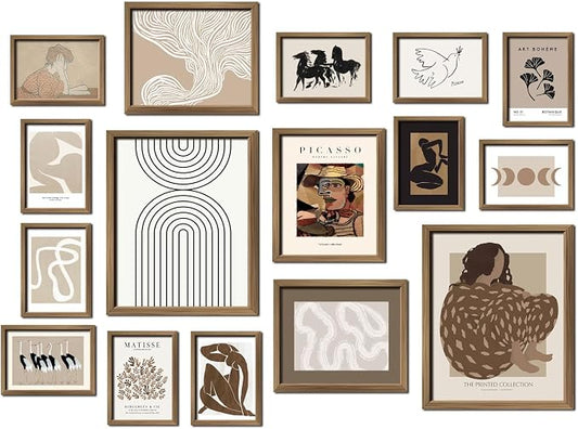ANERZA 16 PCS Boho Eclectic Wall Art Decor, Abstract Gallery Wall Collage Kit by ANERZA
