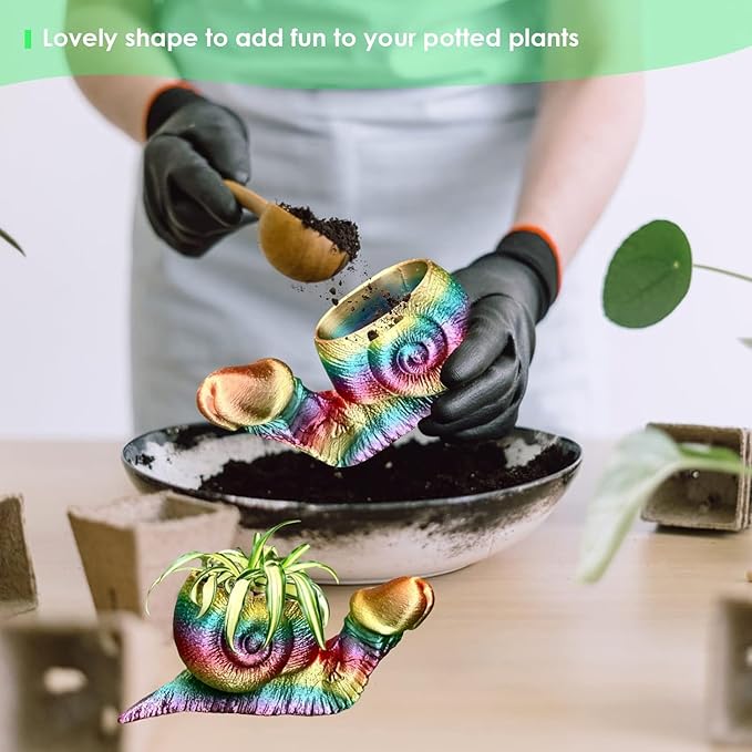 Snail Planter Turtle Planter, Vintage Retro Flower Plant pots for Indoor & Outdoor Plants, Unique Flower Pot for Succulent Plants Live, Snail Decor for Fun Planting Experience (Snail)