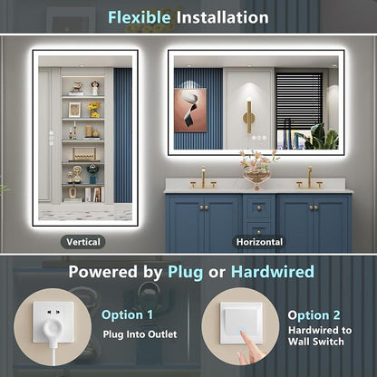 50x32 Black Framed LED Bathroom Mirror - Image 7