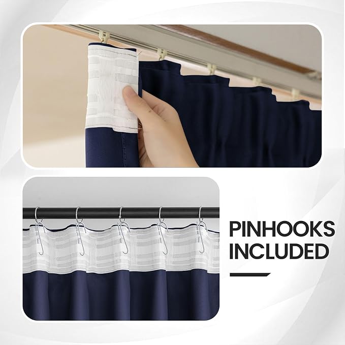 Navy Room Darkening Curtains 96 Inches Long - Image 3