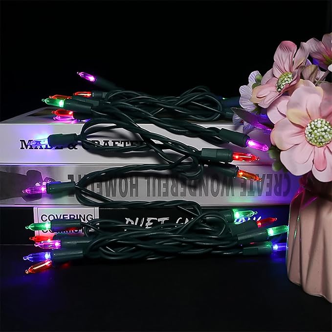 Multicolor LED Christmas Lights - 35 Count Multi-Colored Christmas String Lights for Small Tree, Crafts, Holiday, Indoor/Outdoor Decorations, 11 Feet Green Wire, UL Certified, Connectable