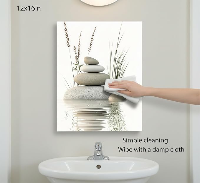 KBIERQN Zen Stone Canvas Wall Art Stacked Stones in Water Poster Print Tranquil - Image 5