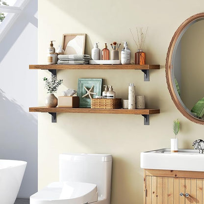 HOOBRO Floating Shelves for Wall, 31.5" Wall Mounted Shelves Set of 2, Hanging - Image 2