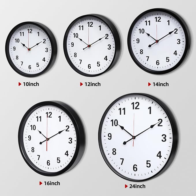 LEIKE Metal Wall Clock 10IN Black, Retro Silent Quartz Battery Operated - Image 3