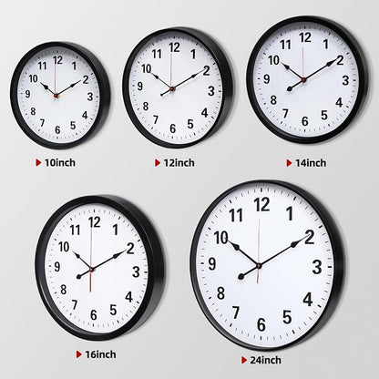 LEIKE Metal Wall Clock 12IN Black, Retro Silent Quartz Battery Operated - Image 3