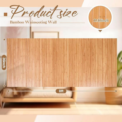 Juexica 2 Pcs Natural Bamboo Wall Panel 36 x 96 Inch Bamboo Covering Renewable - Image 2