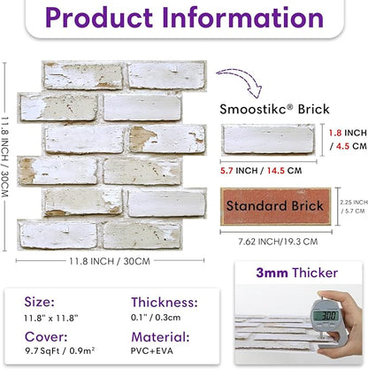 3D Faux Brick Wall Panels Peel and Stick, Small Brick-Look Textured Wall Sticker - Image 3