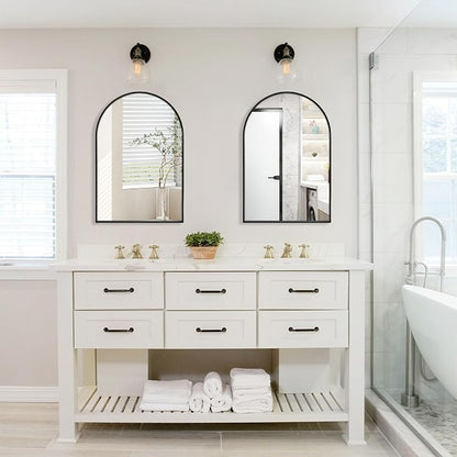 24" x 32" Black Arched Mirror, Arch Wall Mirror, Metal Frame Black Bathroom - Image 5