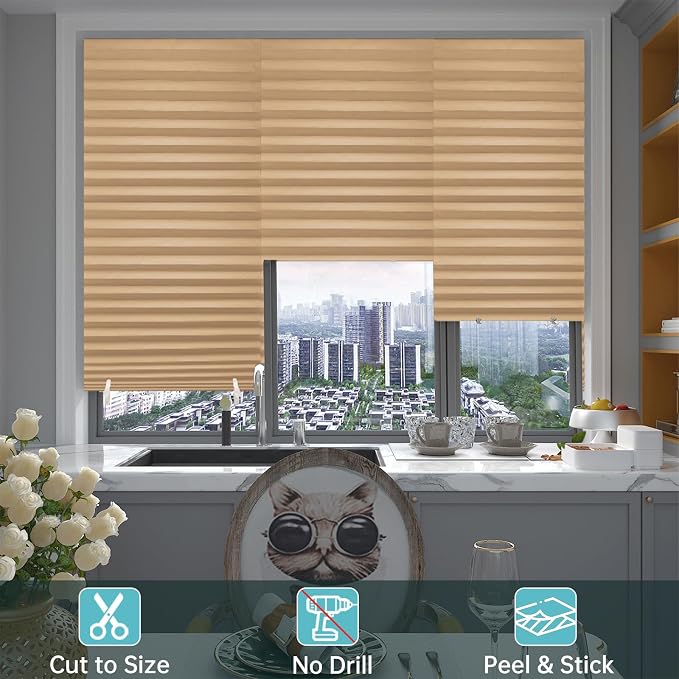 Changshade 6 Pack Temporary Shades, Pleated Paper Blinds - Image 5
