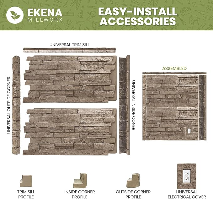 EverStone Aged Brick Faux Brick Panel, 46 7/8"W x 27"H x 1 1/4"D, Vintage White - Image 14
