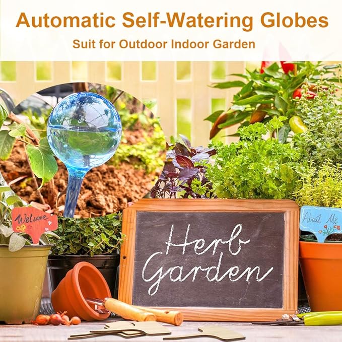MOONSOUND Small Plant Watering Globes, 6pcs Plastic Plant Watering Devices, Plant Waterer Self Watering Bulbs for Indoor Outdoor Plants