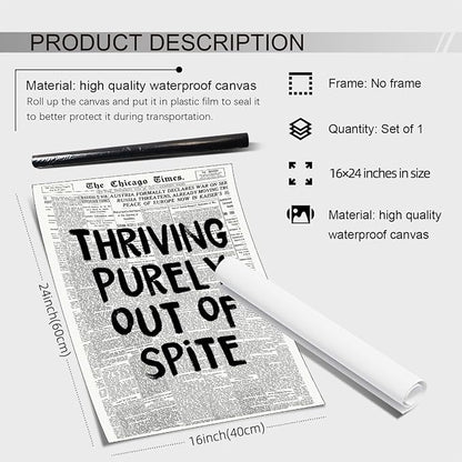 noxozoqm Black And White Newspaper Poster Fashion Fun Motivational Quote Wall - Image 2