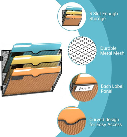 SUPEASY 3 Tier Wall File Organizer, Hanging Wall Mounted Mail Organizer - Image 3