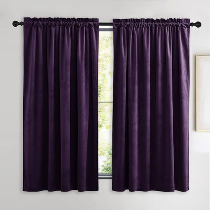 NICETOWN Purple Velvet Curtains 63 inches by NICETOWN