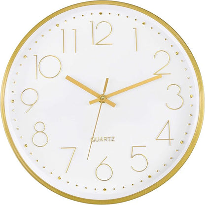 Foxtop Gold Wall Clock 12 Inch Silent Non-Ticking Battery Operated Round Quartz by Foxtop