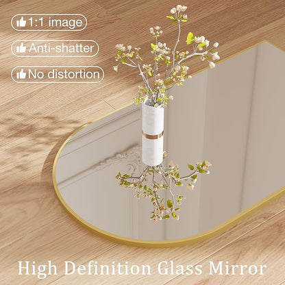 DUMOS Gold Metal Arch Vanity Rounded Rectangle Bathroom Mirrors - Image 3