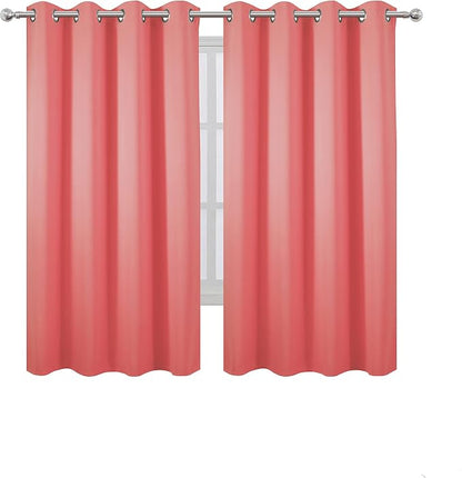 LEMOMO Coral Blackout Curtains 52 x 63 Inch Length/Set of 2 Curtain - Image 2