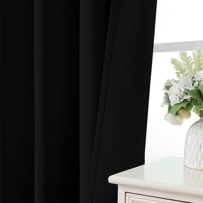 CUCRAF Black Blackout Curtains 45 inch Length 2 Panels Set, Rod Pocket Room - Image 6