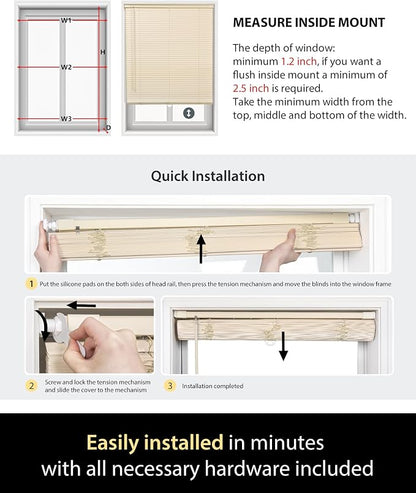 UNISHADES Custom No Tools No Drill Cordless Mini Blinds, 100% Privacy L-Shaped - Image 6