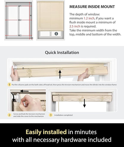UNISHADES No Drill Blinds for Windows 1" Vinyl L-Shaped Slats Cordless Mini - Image 6