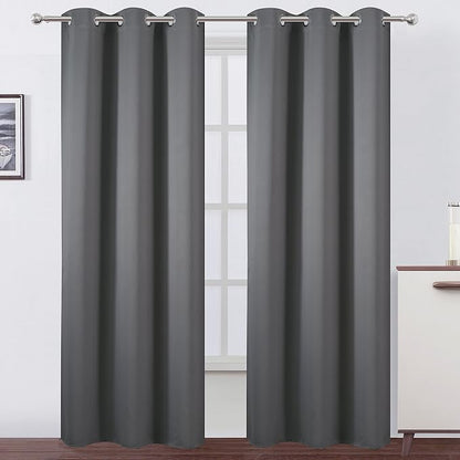 LEMOMO Grey Thermal Blackout Curtains/42 x 84 Inch/Set of 2 Panels Room by Lemomo