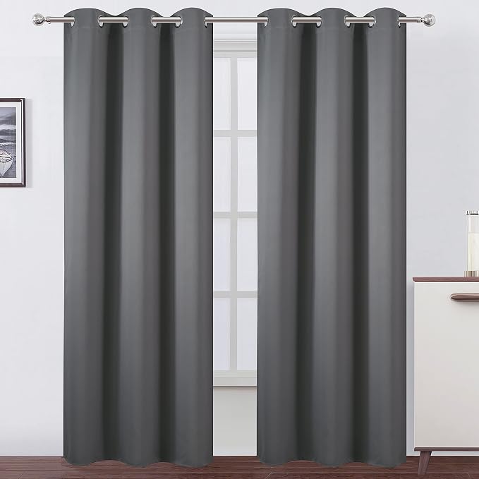 LEMOMO Frost Grey Thermal Blackout Curtains/42 x 95 Inch/Set of 2 Panels Room by Lemomo